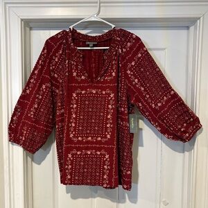 Style & Co. Burgundy Patterned Blouse